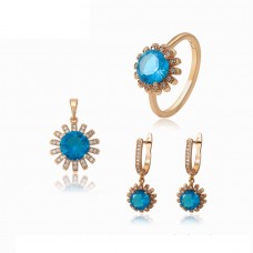 Elegants rotaslietu komplekts  ar gaiši zilu cirkonu